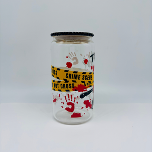 True Crime Junkie (16oz Clear Glass Can)