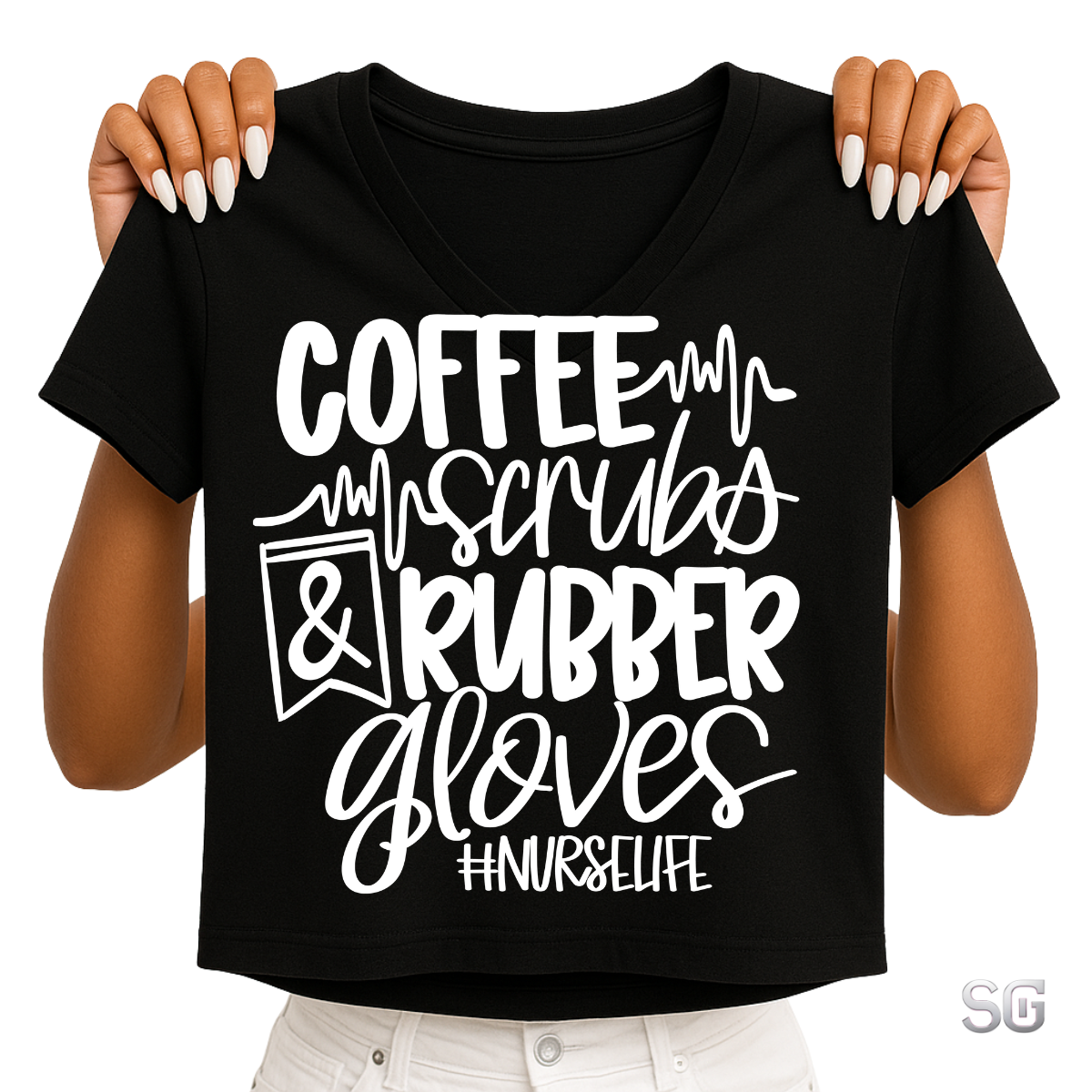 Coffee, Scrubs White (CF19) DTF Transfer