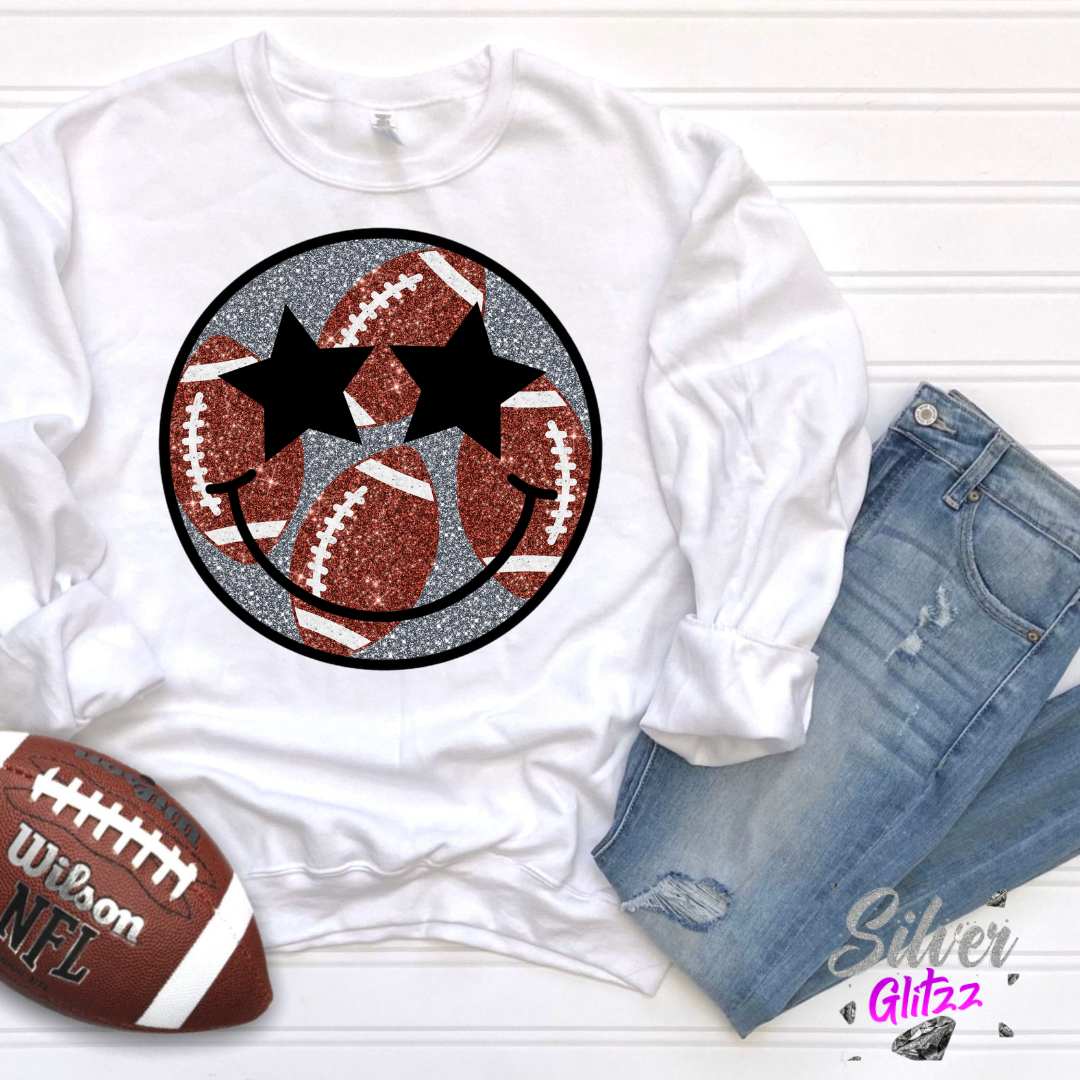 Silver Glitter Smiley Football (CF20) DTF Transfer